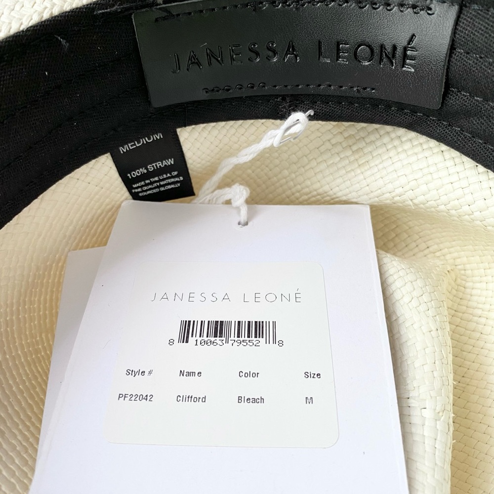 Janessa Leone Clifford Rancher Fedora Hat in Panama Straw In Bleach - Picture 5 of 8